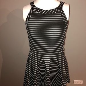 Euc aqua black and white striped dress size small